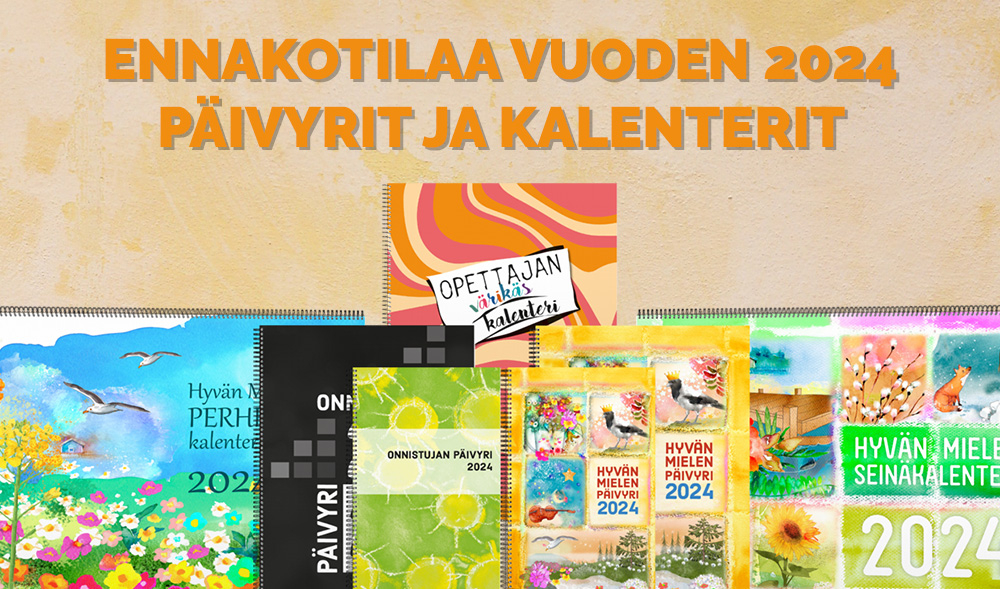 Ennakkotilaa vuoden 2024 päivyrit ja kalenterit